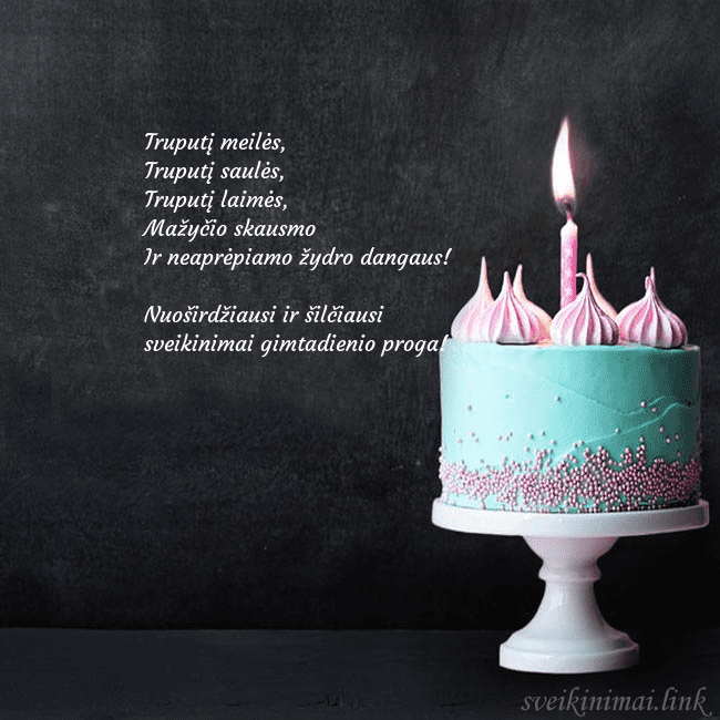 Gimtadienio atvirukas su tortu ir žvake