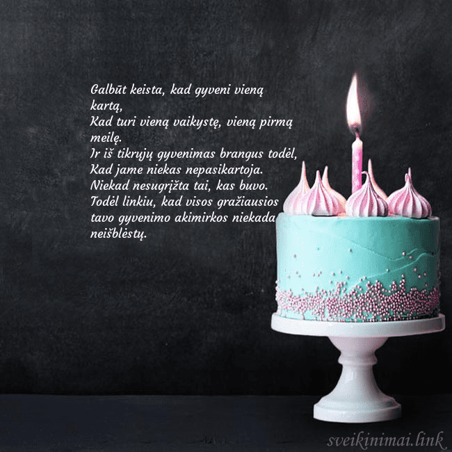 Gimtadienio atvirukas su tortu ir žvake