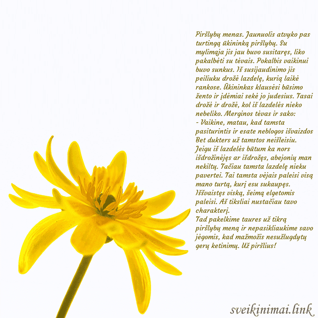 Atvirukas su geltona gėle