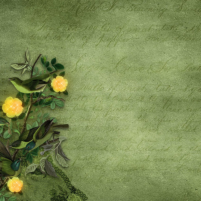 Gimtadienio atvirukai Žalias atvirukas su geltonomis gėlėmis