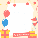 Gimtadienio atvirukai Animuotas gimtadienio atvirukas su tortu