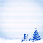 Kalėdiniai atvirukai el. paštu Naujametinis atvirukas su mėlyna eglute ir seniu besmegeniu