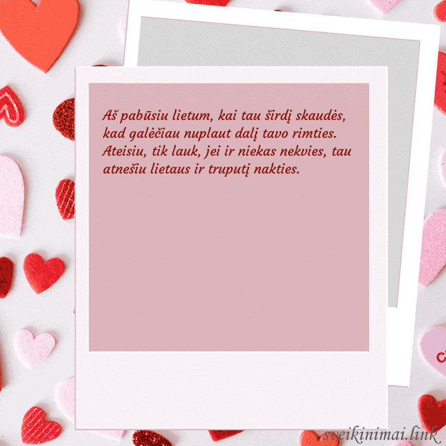 Valentino dienos animuotas atvirukas Aš pabūsiu lietum, kai tau širdį skaudės, kad galė Valentino dienos animuotas atvirukas