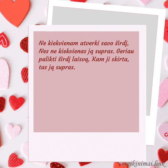 Valentino dienos animuotas atvirukas Ne kiekvienam atverki savo širdį, Nes ne kiekviena Valentino dienos animuotas atvirukas