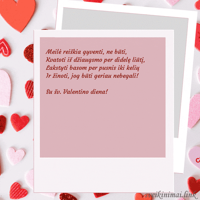 Valentino dienos animuotas atvirukas Meilė reiškia gyventi, ne būti,
Kvatoti iš džiaug Valentino dienos animuotas atvirukas