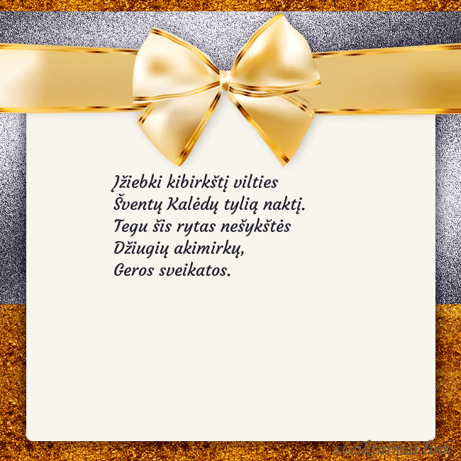 Šventinis atvirukas su auksiniu kaspinu