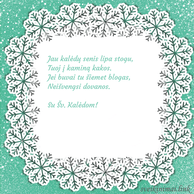 Naujametinis atvirukas snaigių ratas