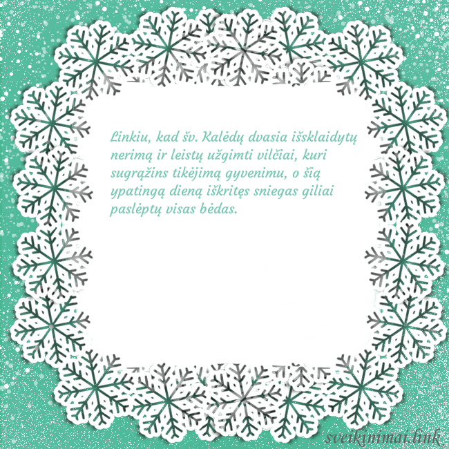 Naujametinis atvirukas snaigių ratas