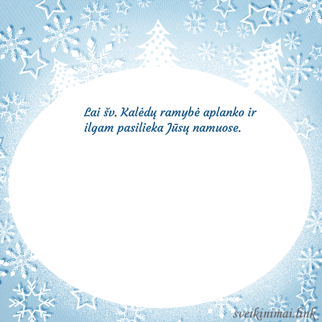 Naujametinis atvirukas su apšerkšnijusiomis eglutėmis ir snaigėmis