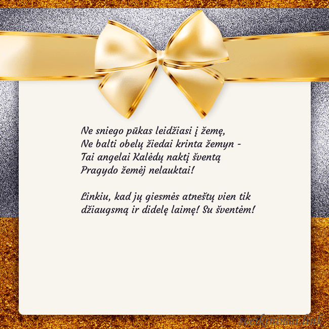 Šventinis atvirukas su auksiniu kaspinu