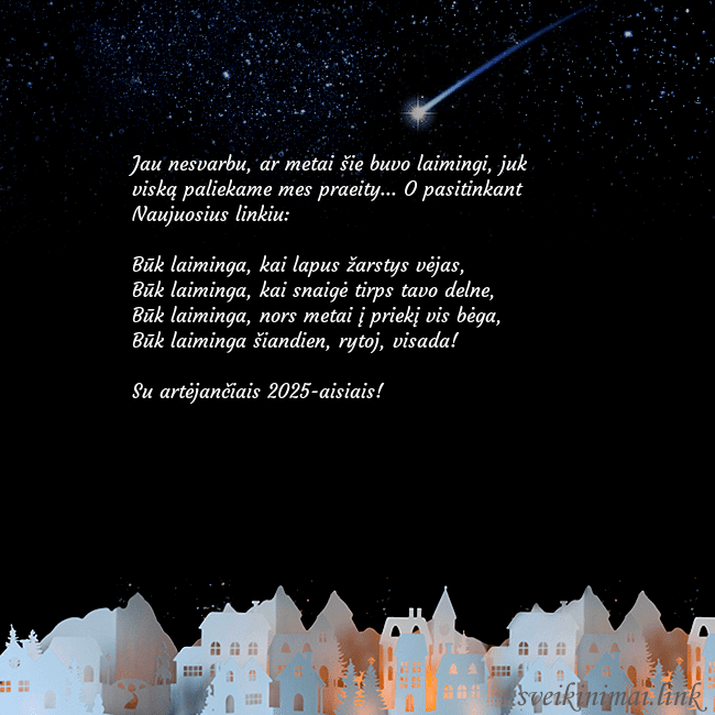 Atvirukas su meteoritu Jau nesvarbu, ar metai šie buvo laimingi, juk visk Atvirukas su meteoritu