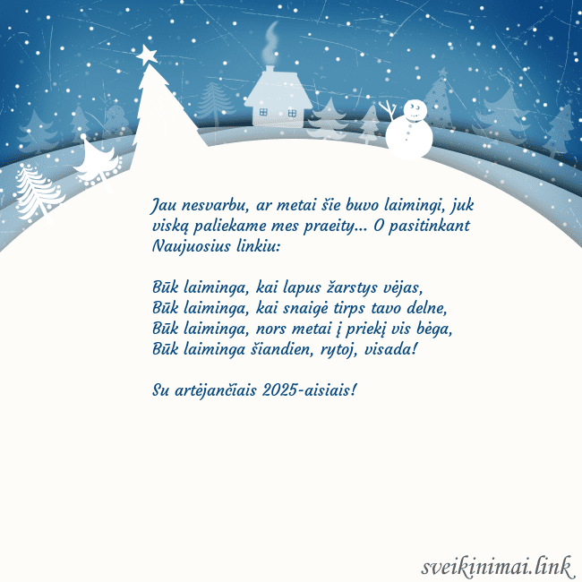 Atvirukas su baltu miestu Jau nesvarbu, ar metai šie buvo laimingi, juk visk Atvirukas su baltu miestu