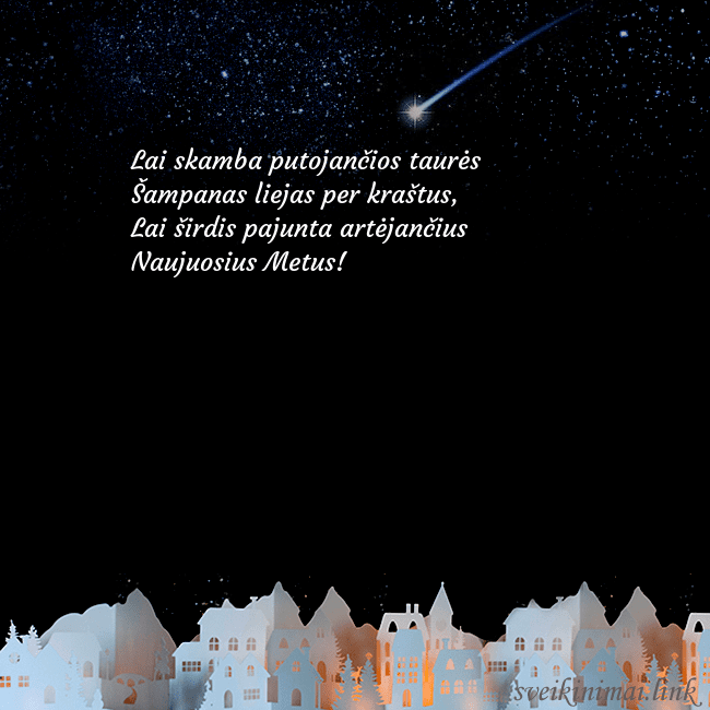 Atvirukas su meteoritu Lai skamba putojančios taurės
Šampanas liejas per Atvirukas su meteoritu