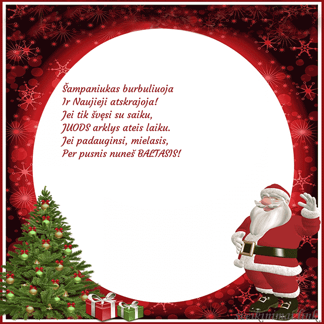Atvirukas su seniu šalčiu ir dovanomis