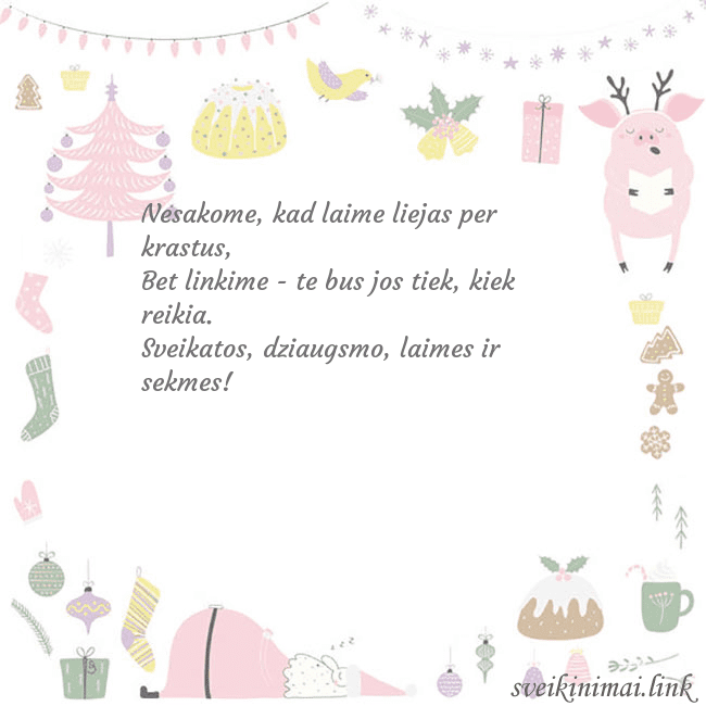 Naujametinis atvirukas su paršiuku