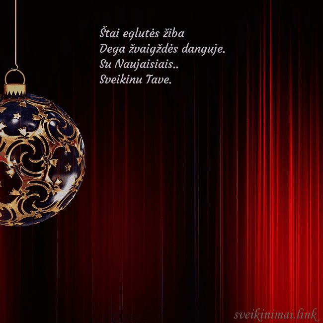 Raudonas atvirukas su prabangiu eglutės žaisliuku