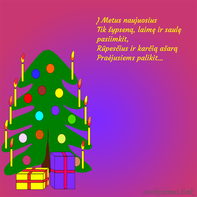 Atvirukas su piešta kalėdine eglute Į Metus naujuosius
Tik šypseną, laimę ir saulę pa Atvirukas su piešta kalėdine eglute