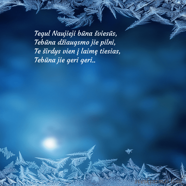 Žiemos speigas Tegul Naujieji būna šviesūs,
Tebūna džiaugsmo jie Žiemos speigas