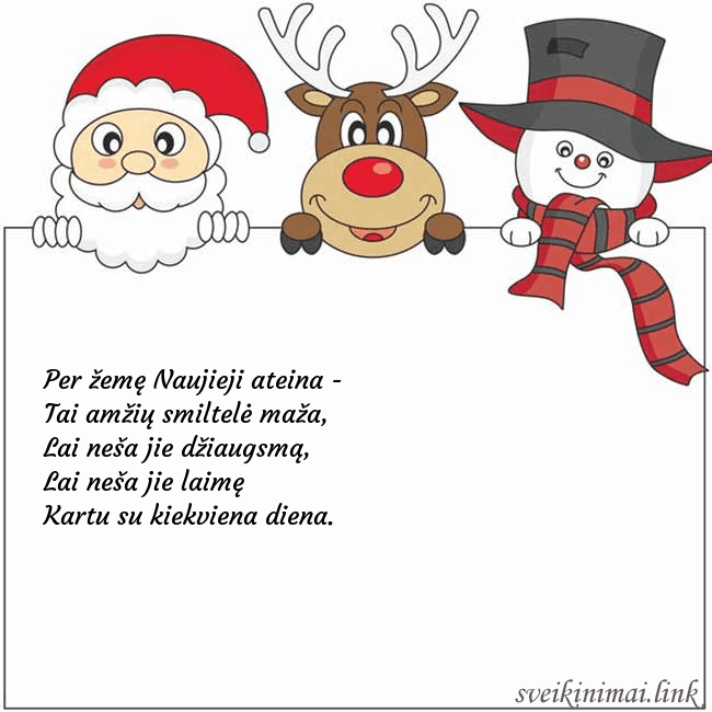 Atvirukas su kalėdų seneliu, elniu ir seniu besmegeniu Per žemę Naujieji ateina -
Tai amžių smiltelė maž Atvirukas su kalėdų seneliu, elniu ir seniu besmegeniu