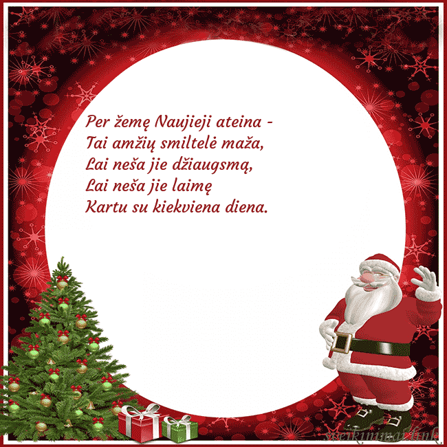 Atvirukas su seniu šalčiu ir dovanomis Per žemę Naujieji ateina -
Tai amžių smiltelė maž Atvirukas su seniu šalčiu ir dovanomis