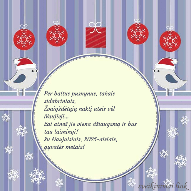 Atvirukas su kalėdiniais paukšteliais