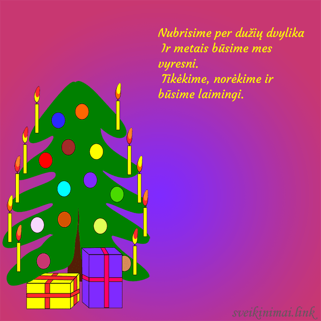 Atvirukas su piešta kalėdine eglute