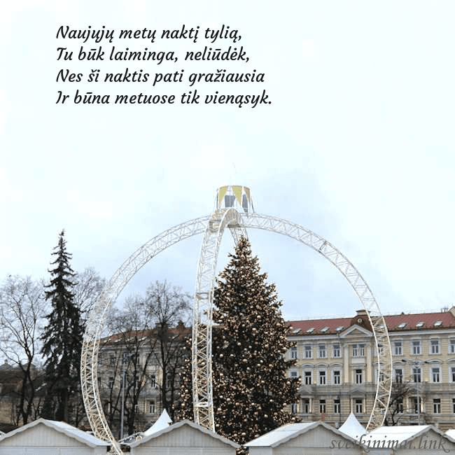 Kalėdos Vilniuje 2024 Naujųjų metų naktį tylią,
Tu būk laiminga, neliūd Kalėdos Vilniuje 2024