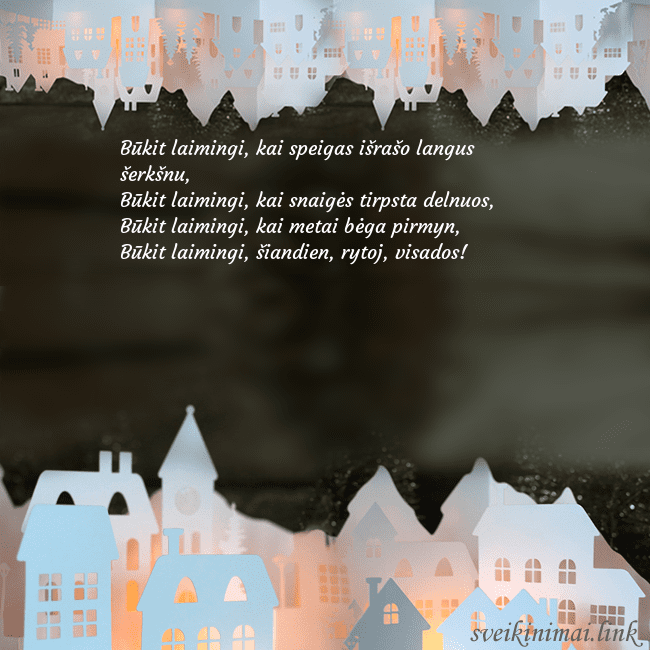 Naujametinė naktis Būkit laimingi, kai speigas išrašo langus šerkšnu, Naujametinė naktis