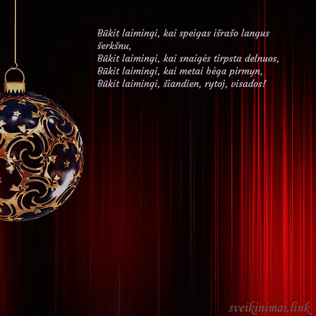 Raudonas atvirukas su prabangiu eglutės žaisliuku