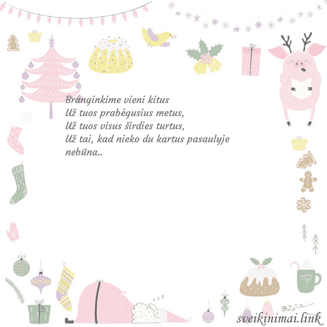Naujametinis atvirukas su paršiuku