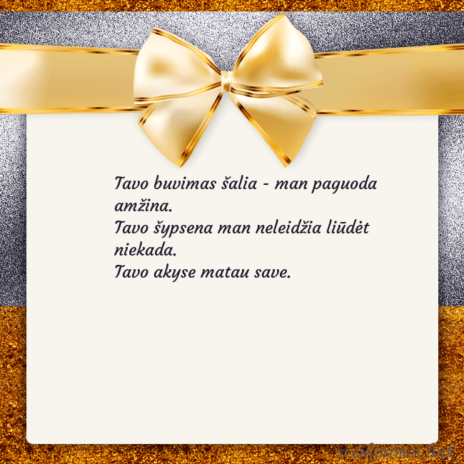 Šventinis atvirukas su auksiniu kaspinu