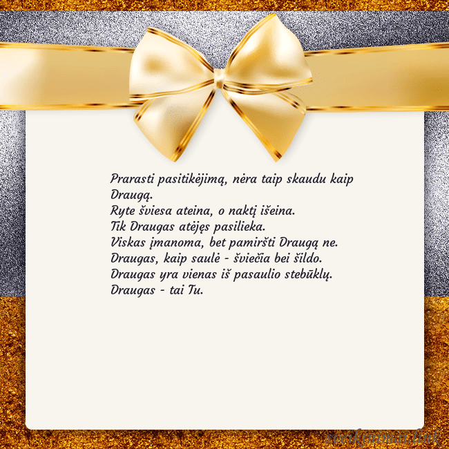 Šventinis atvirukas su auksiniu kaspinu Prarasti pasitikėjimą, nėra taip skaudu kaip Draug Šventinis atvirukas su auksiniu kaspinu