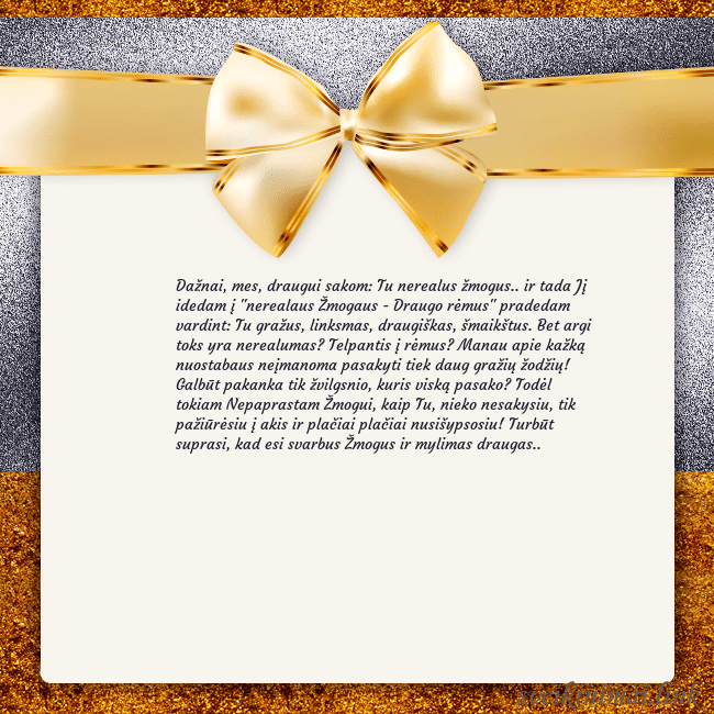 Šventinis atvirukas su auksiniu kaspinu