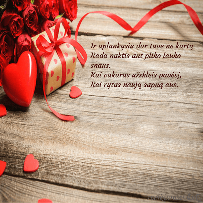 Atvirukas su raudona širdele Ir aplankysiu dar tave ne kartą
Kada naktis ant pl Atvirukas su raudona širdele