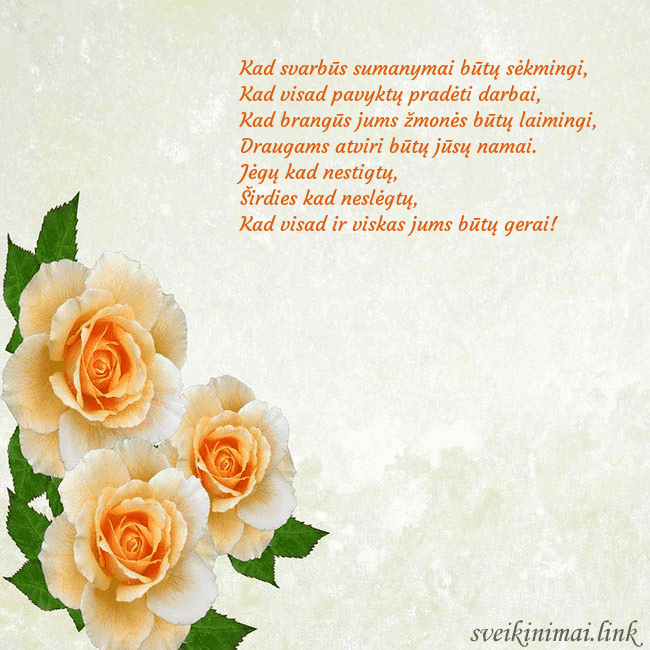 Atvirukas su trim geltonomis rožėmis