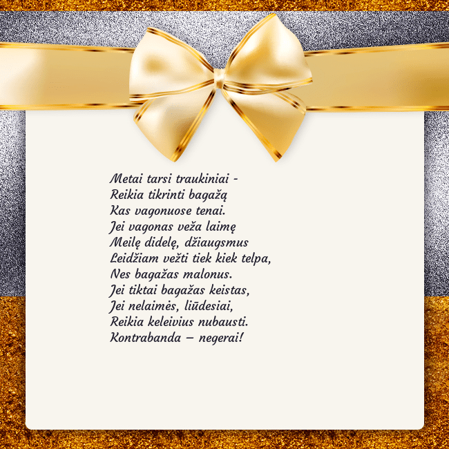 Šventinis atvirukas su auksiniu kaspinu