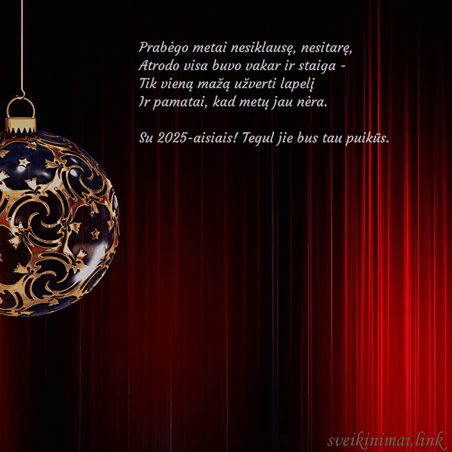 Raudonas atvirukas su prabangiu eglutės žaisliuku Prabėgo metai nesiklausę, nesitarę,
Atrodo visa b Raudonas atvirukas su prabangiu eglutės žaisliuku