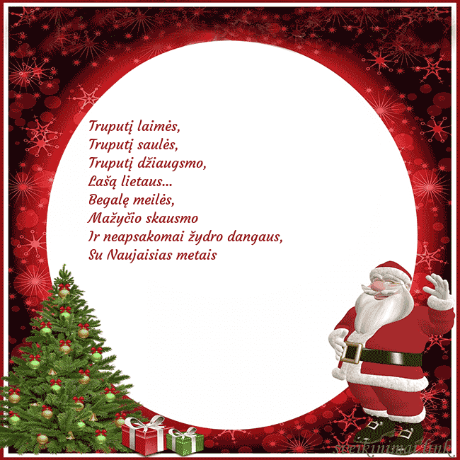 Atvirukas su seniu šalčiu ir dovanomis