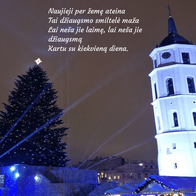 Vilniaus eglutė 2023 Naujieji per žemę ateina
Tai džiaugsmo smiltelė m Vilniaus eglutė 2023