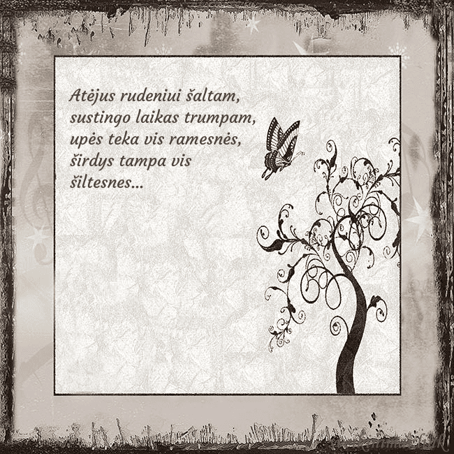 Nostalgiškas atvirukas Atėjus rudeniui šaltam, sustingo laikas trumpam, u Nostalgiškas atvirukas
