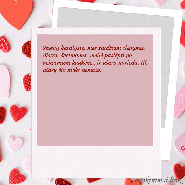 Valentino dienos animuotas atvirukas Seselių karalystėj mes žaidžiam slėpynes. Aistra, Valentino dienos animuotas atvirukas