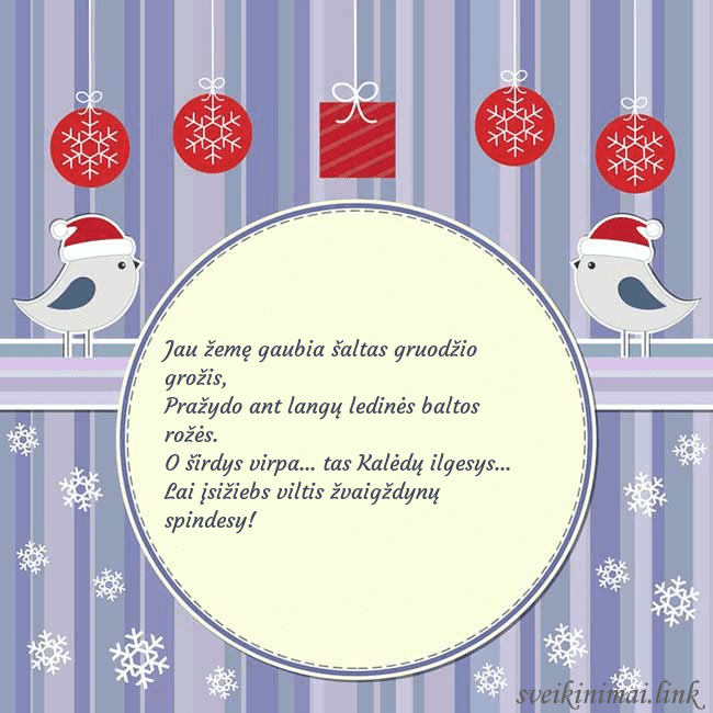 Atvirukas su kalėdiniais paukšteliais
