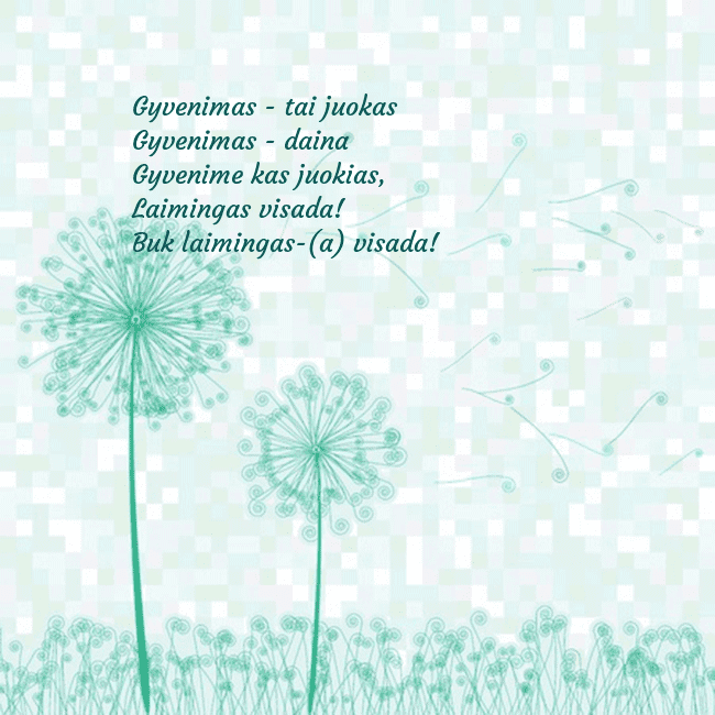 Atvirukas su pienės pūkais