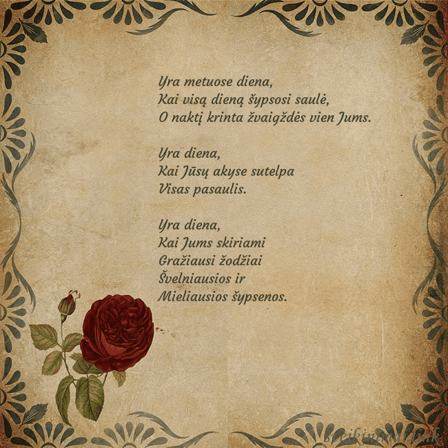 Vintažinis atvirukas su rože