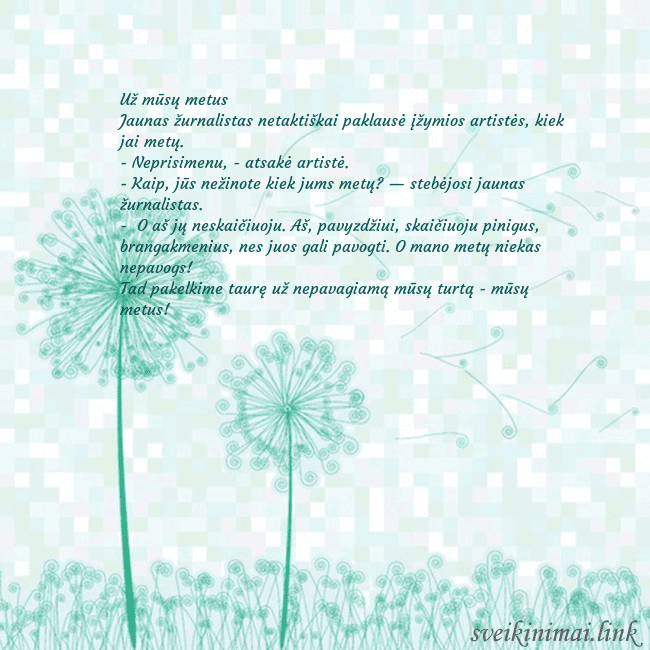 Atvirukas su pienės pūkais