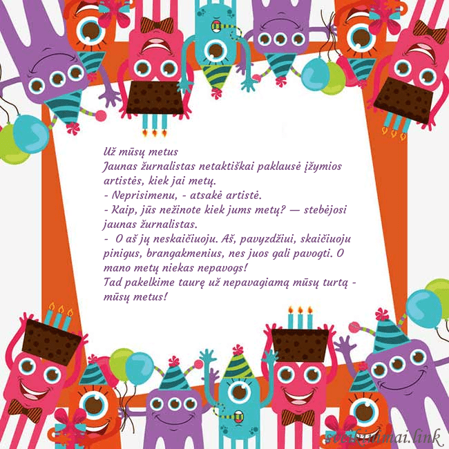 Sveikinimo atvirukas su monstriukais