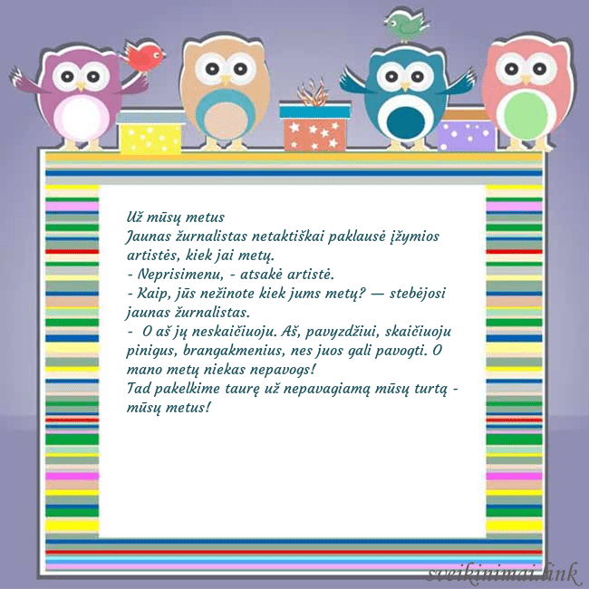 Gimtadienio atvirukas su pelėdžiukais