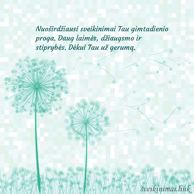 Atvirukas su pienės pūkais