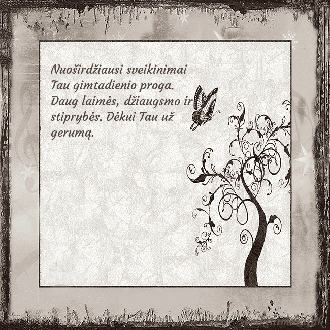 Nostalgiškas atvirukas Nuoširdžiausi sveikinimai Tau gimtadienio proga. D Nostalgiškas atvirukas