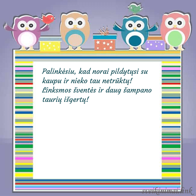 Gimtadienio atvirukas su pelėdžiukais
